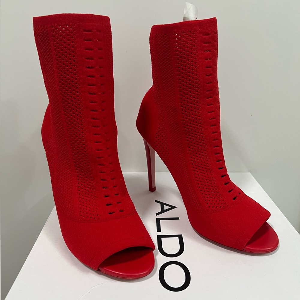 Aldo Keshaa Vibrant Red Heeled Boots